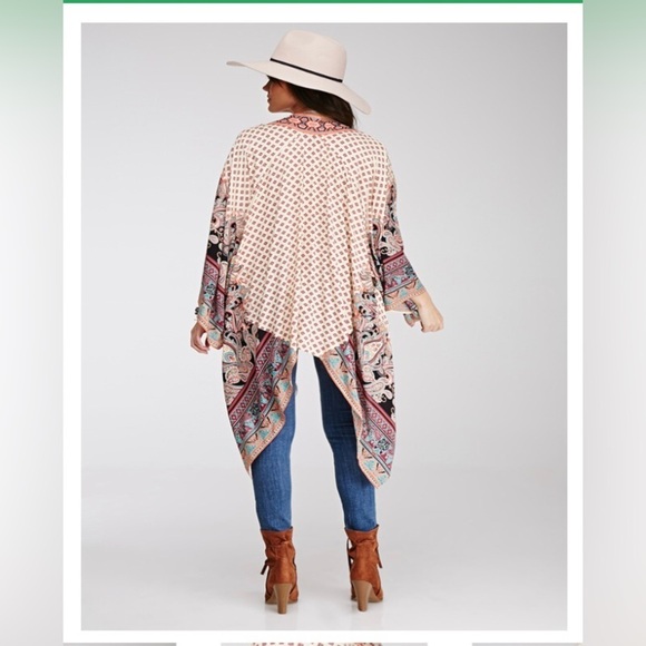 FOREVE 21 Abstract Paisley Print Embroidered Kimono  Size S/M - Picture 3 of 9